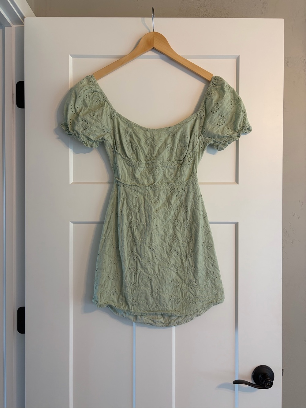 Altar’d State Sage Green Eyelet Mini Dress Size S